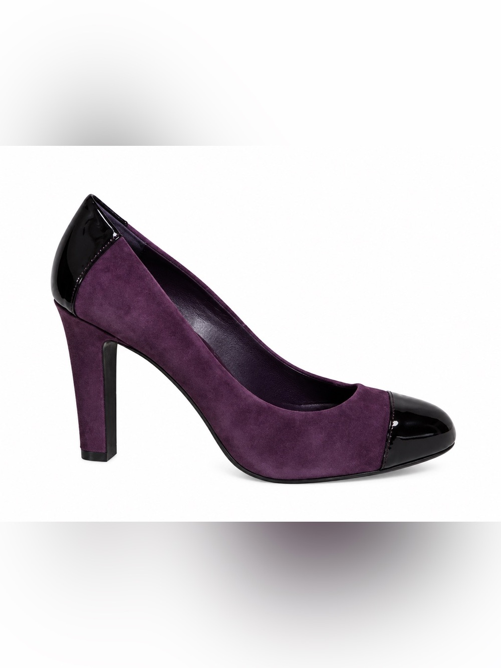 Classic Women's Purple Suede and Patent Cap-Toe Pump